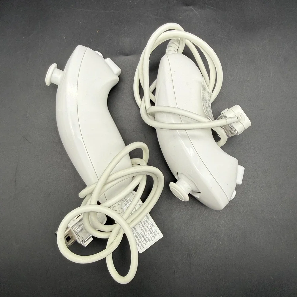 Lot of Two (2) White Nunchuck Nintendo Wii Nunchucks
